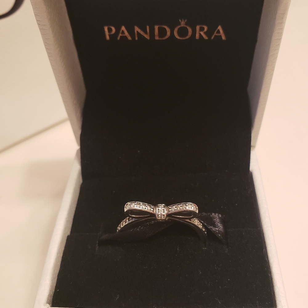 Pandora Silver Bow Ring sz 7